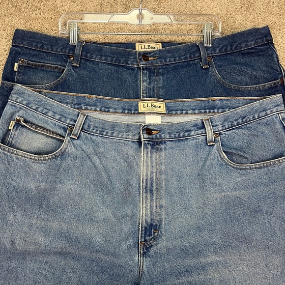 LOT OF‎ 2 L.L.Bean Classic Fit Jeans Mens 44x32 Blue Denim Cotton Casual Pants